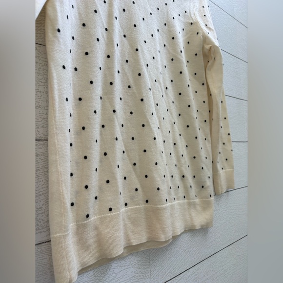 J.Crew Tippi Polka Dot Merino Wool Sweater Ivory Black Size S - Picture 10 of 12